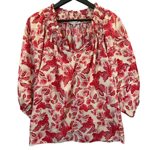 Woman Rose and Olive Pink Floral Blouse M